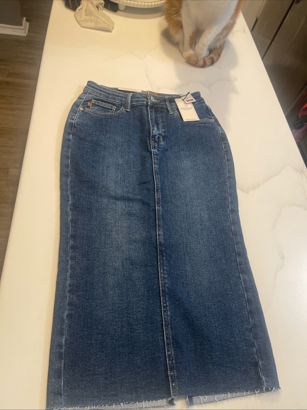 Judy Blue Dark Blue Denim Midi Skirt - Women Jeans